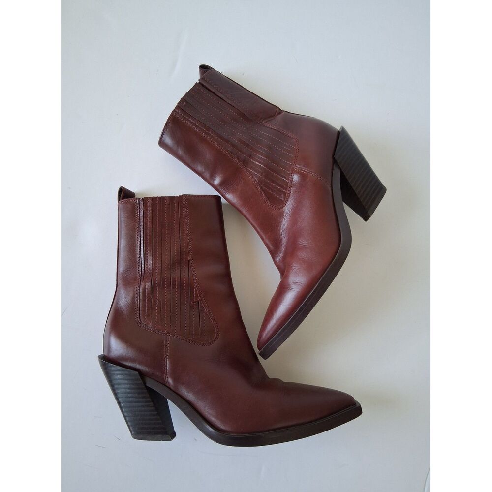 Sam Edelman 6 Ankle Western Boots Mandey Pecan Brown Heel Cowgirl Boho Festival